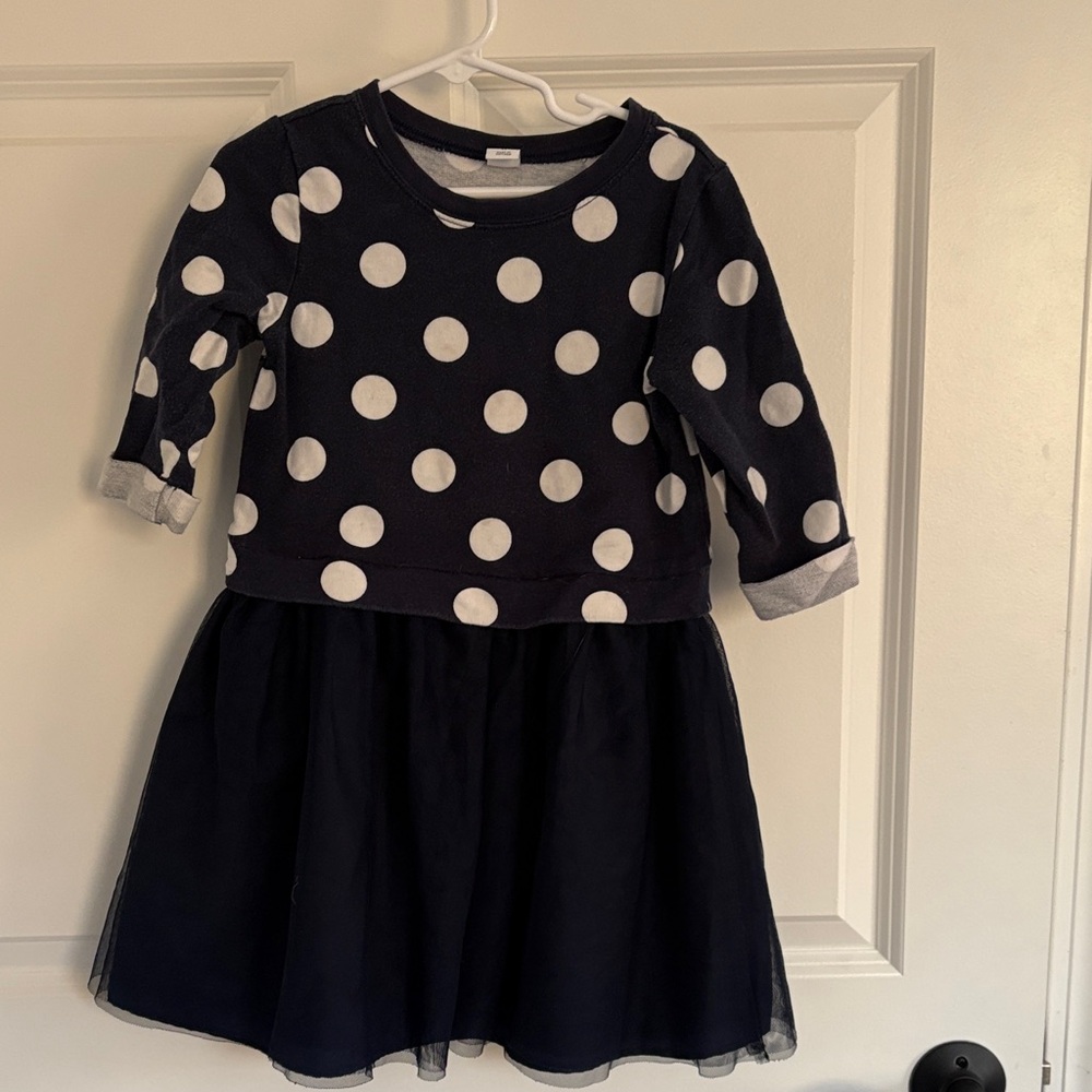 Old Navy Navy Blue Polka Dot Kids Dress